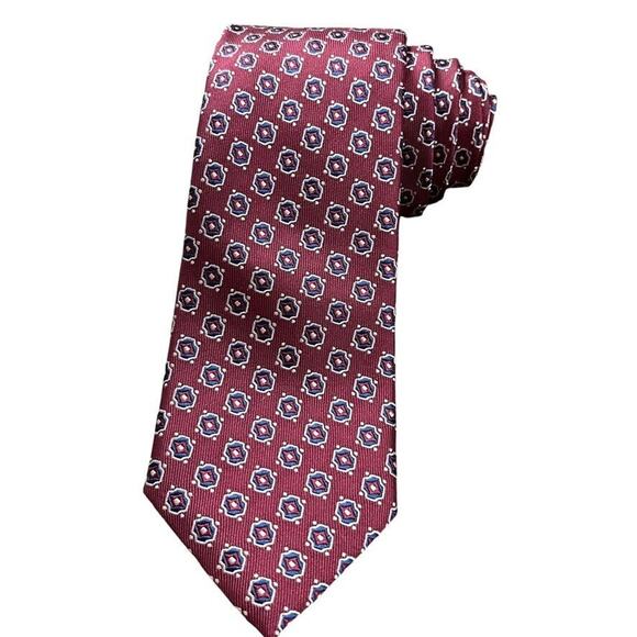 Jos A Bank 1905 Thin Plum Blue Geometric Career Mens 100% Silk Neck Tie 58" x 3" - Picture 1 of 15
